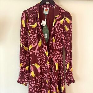 FARM Rio Burgundy Toucan Mini Dress or Jacket, size M medium